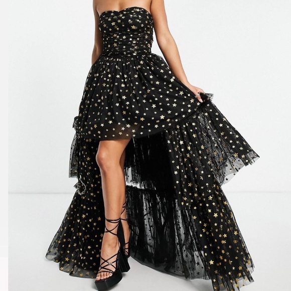 Lace & Beads black and gold star dress - Picture 2 of 3